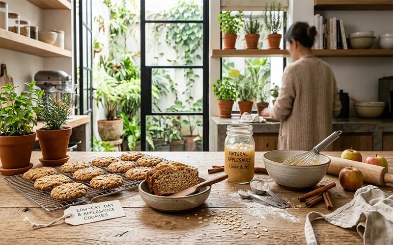 Low-Fat Baked Goods and Cookies Using Applesauce Substitute