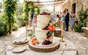 Modern Semi-Naked Wedding Cake Ideas for Summer Weddings
