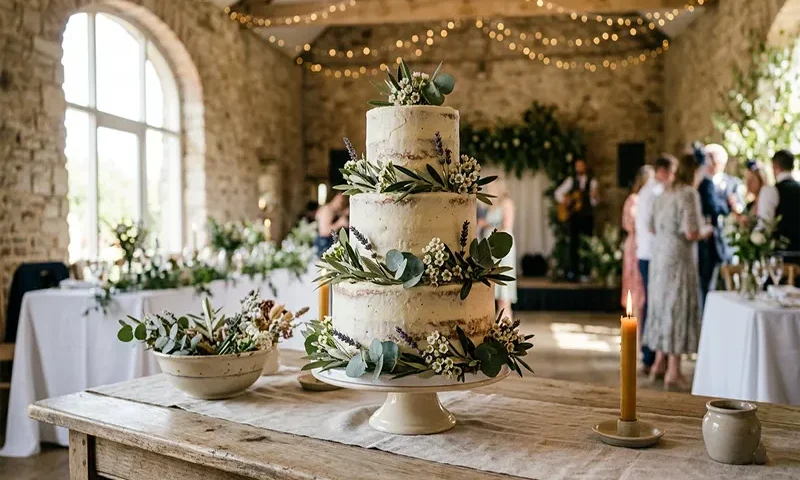Simple Rustic Wedding Cake Designs with Fresh Greenery